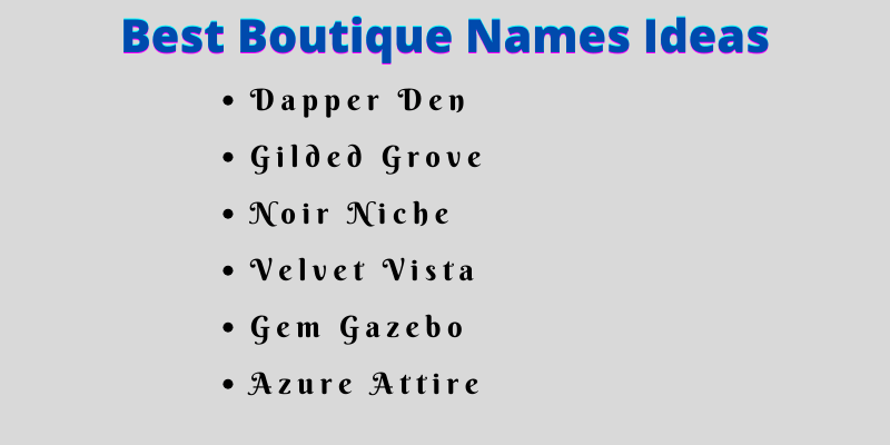 Boutique Names Ideas