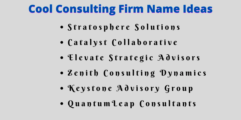 Consulting Firm Name Ideas