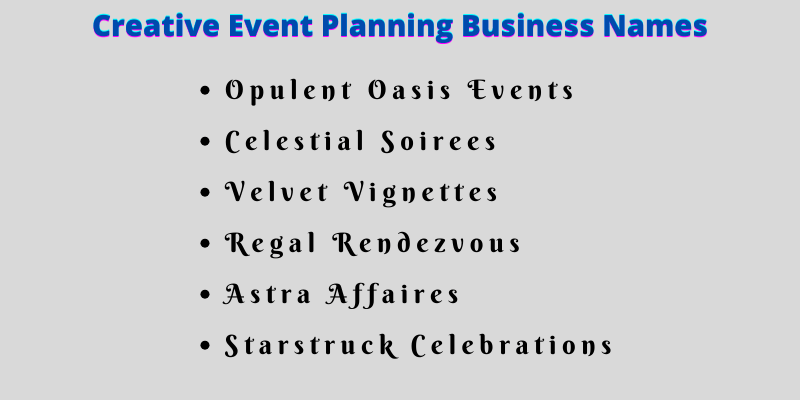 Event Planning Business Names