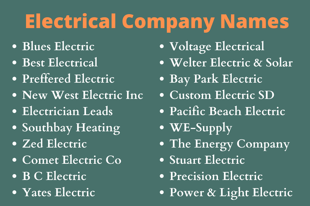 ELECTRICAL COMPANY NAMES PEOPLE WILL ACTUALLY REMEMBER