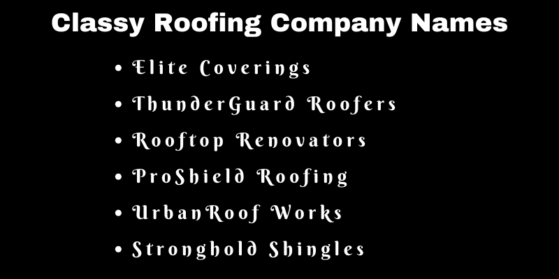 Roofing Company Names