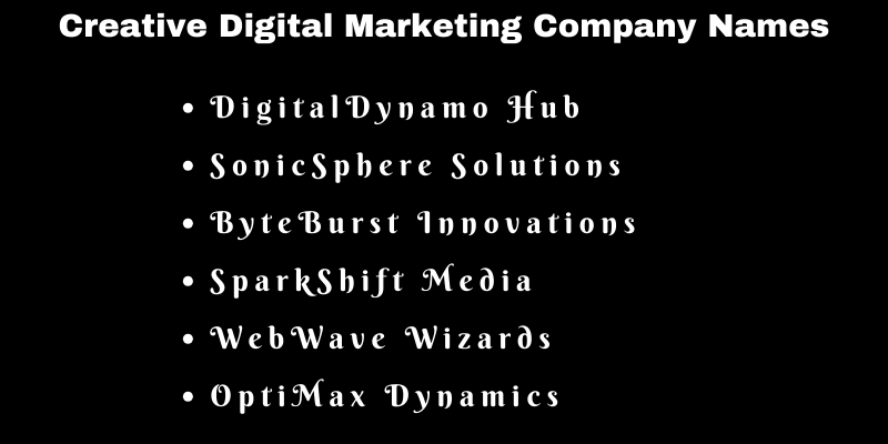 Digital Marketing Company Names