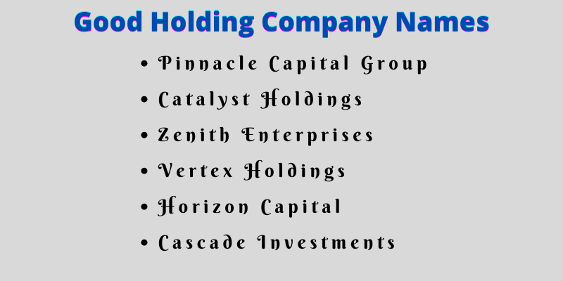 Holding Company Names