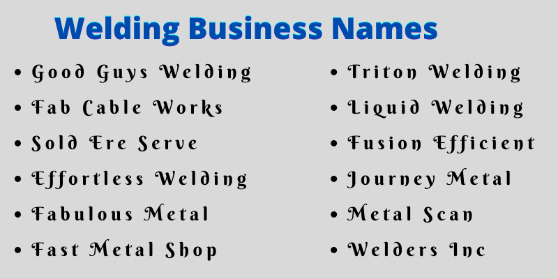 Welding Business Names
