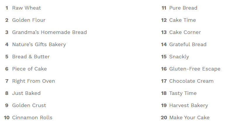 bakery name ideas from business name generators