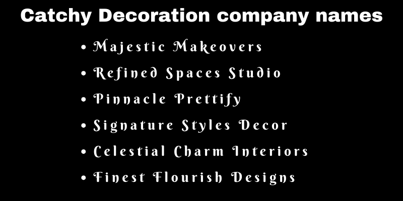 Decoration Company Names
