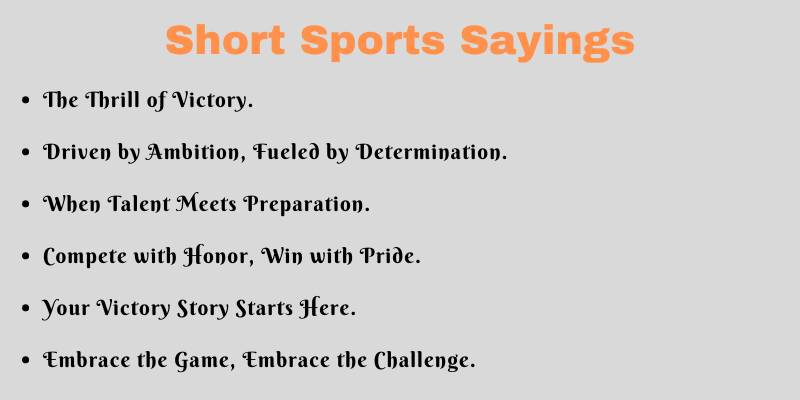 Short Sports Sayings