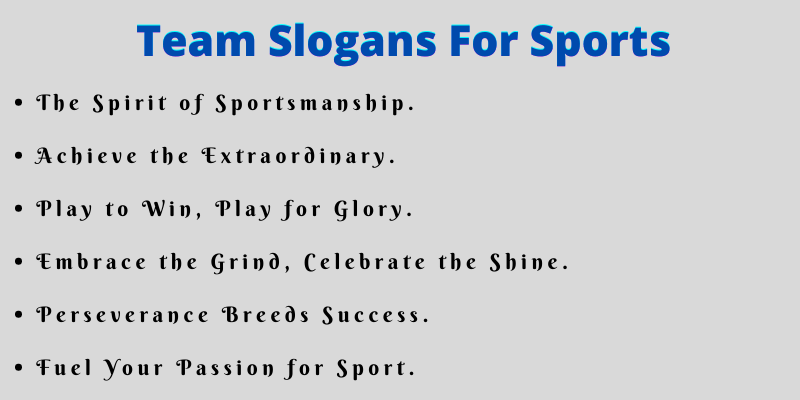 Team Slogans For Sports