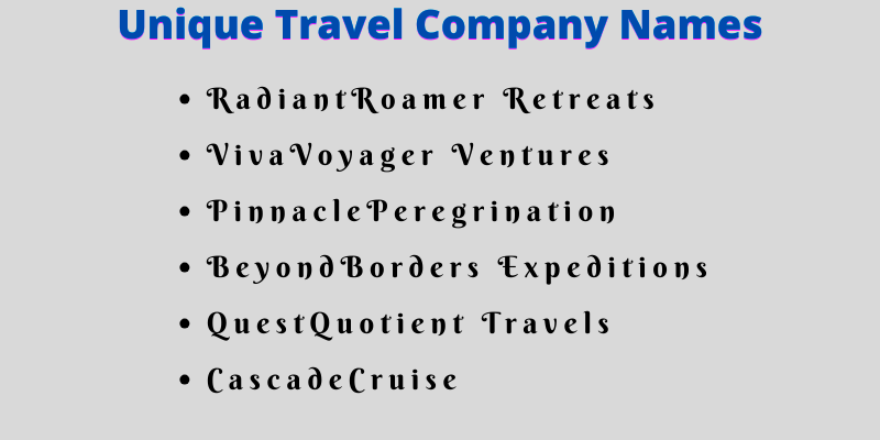 Travel Company Names