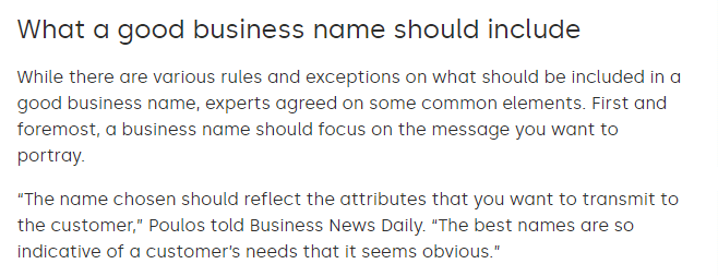 Choosing the Right Name for Your Business