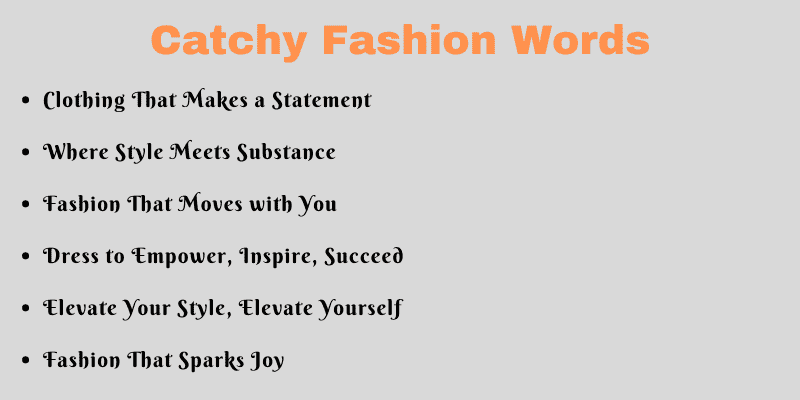 Catchy Fashion Words