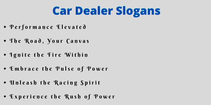 Car Dealer Slogans