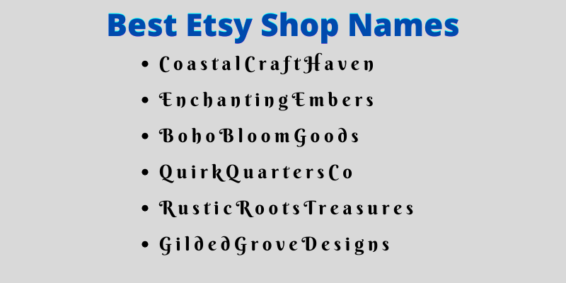 Etsy Shop Names
