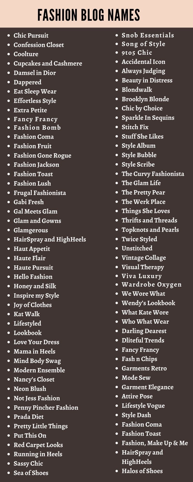 Fashion Blog Names