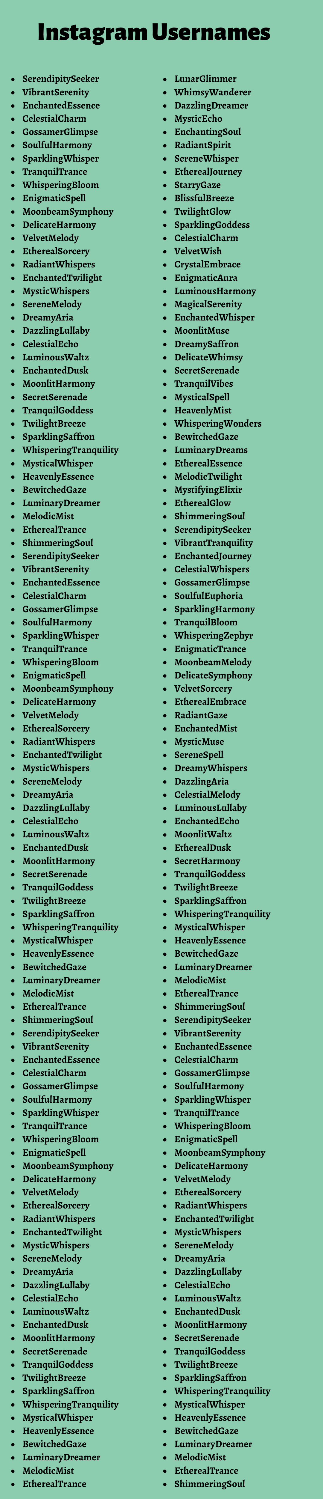 cool usernames list