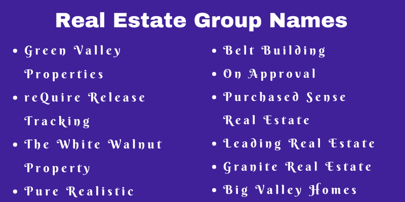 Real Estate Team Names