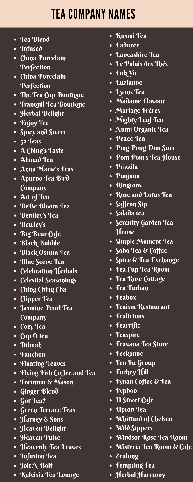 Tea Company Names 
