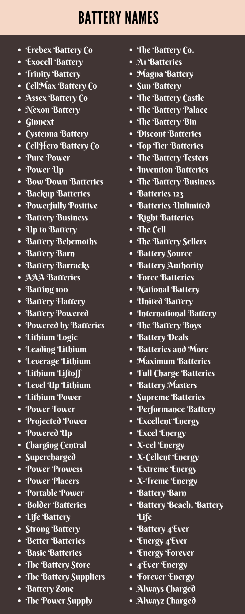 Battery Names