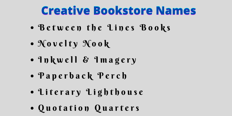 Bookstore Names