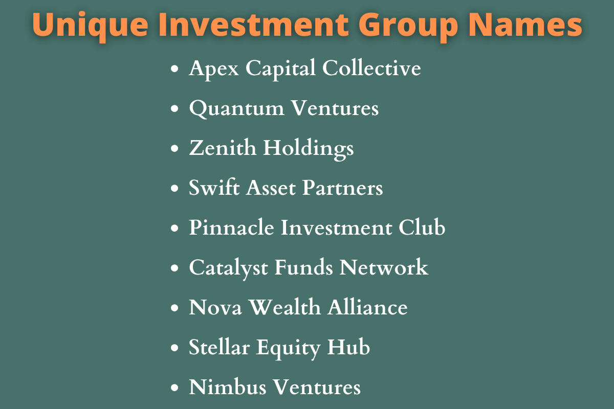 Investment Group Names