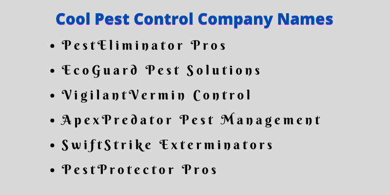 Pest Control Company Names