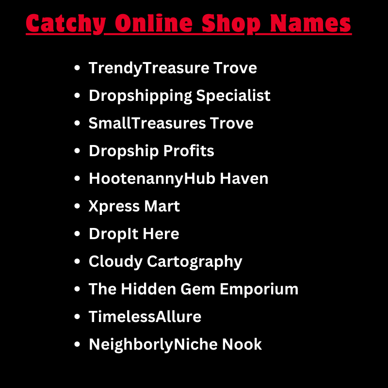 Catchy Online Shop Names