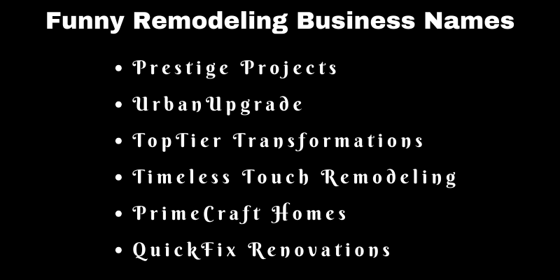Remodeling Business Names