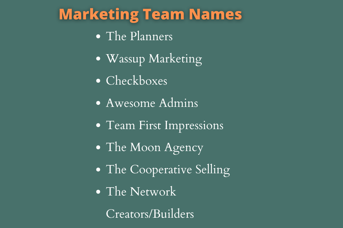Marketing Team Names