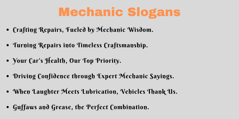 Mechanic Slogans