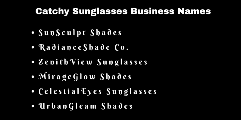 Sunglasses Business Names
