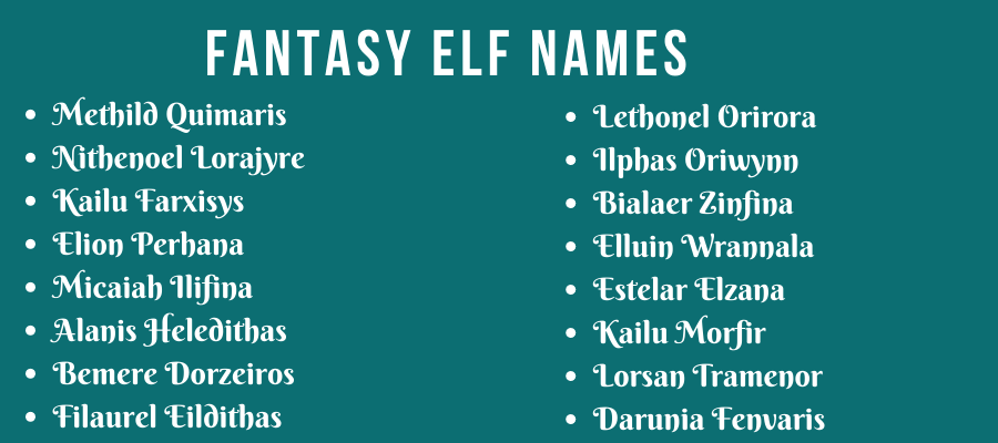 Fantasy Elf Names