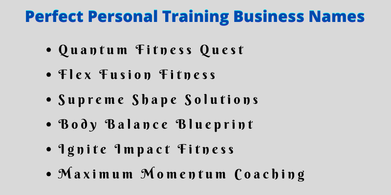 Personal Training Business Names