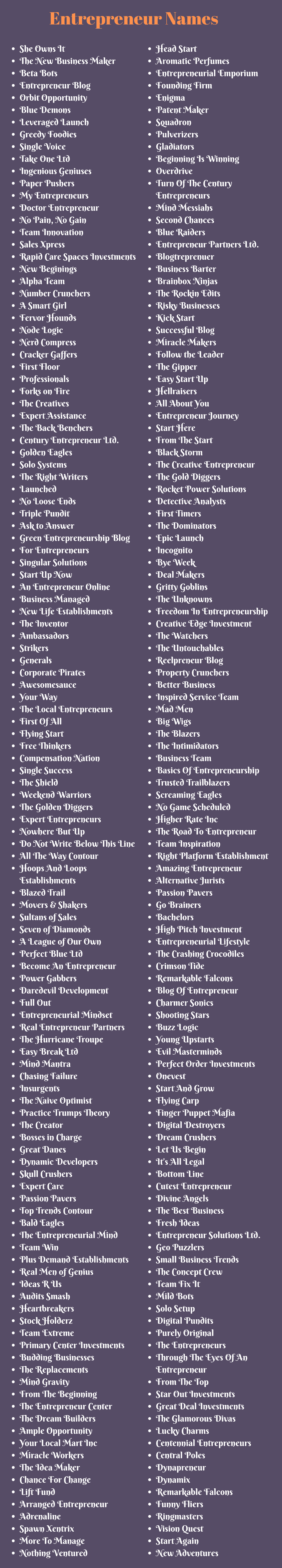 Entrepreneur Names