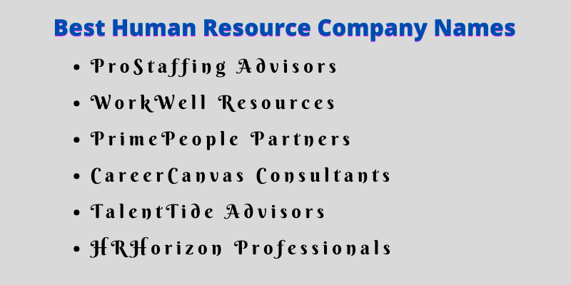 Human Resource Company Names