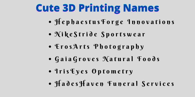 3D Printing Names