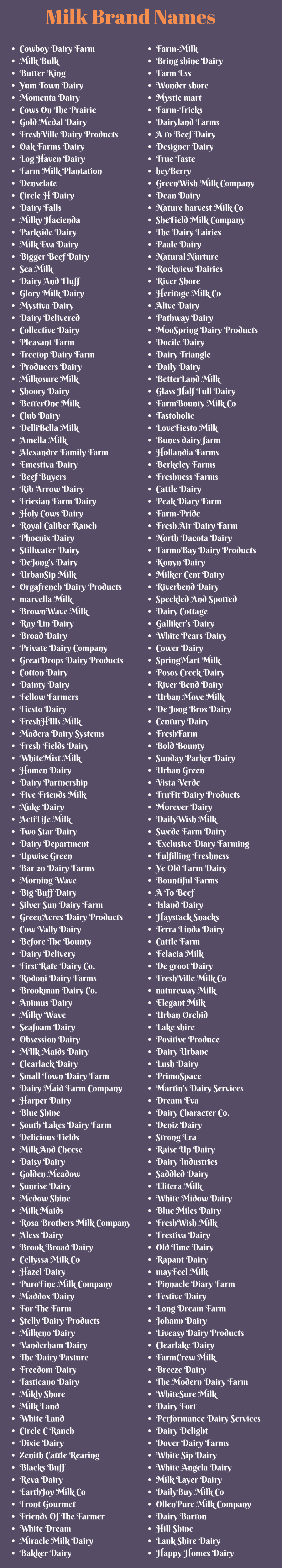 Milk Brand Names: 400+ Dairy Names & Milk Company Names