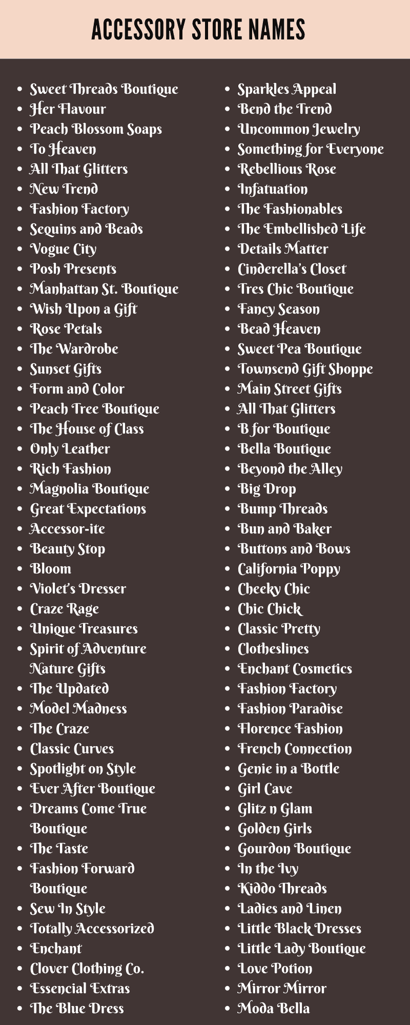 Accessory Store Names 400 Best Accessory Boutique Names