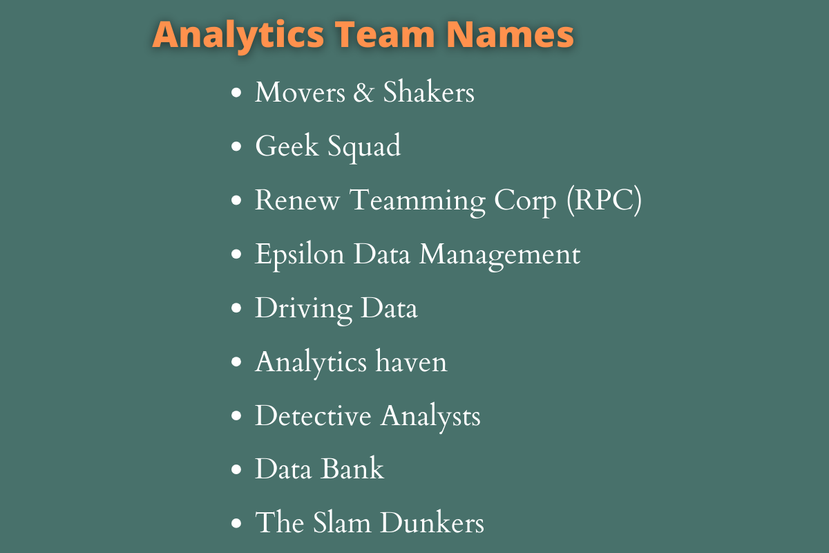 Analytics Team Names