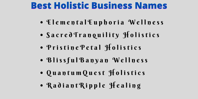 Holistic Business names