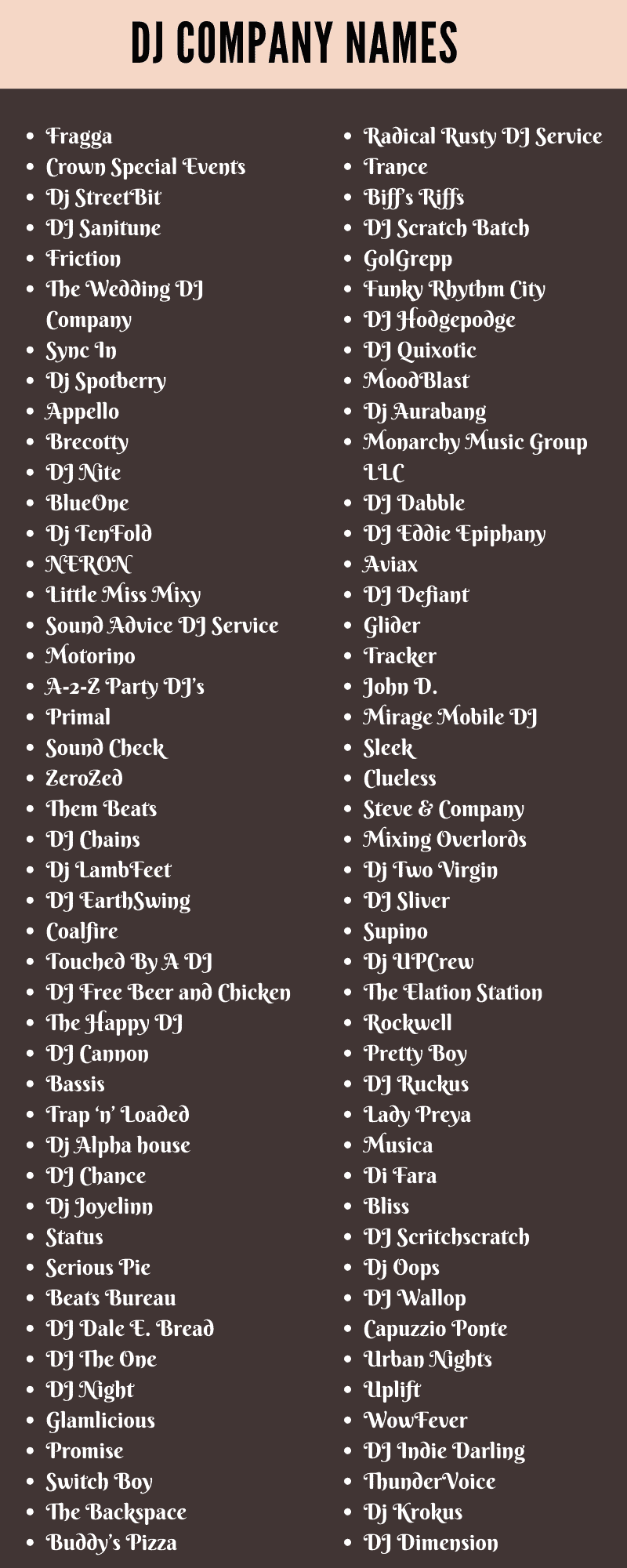 DJ Company Names
