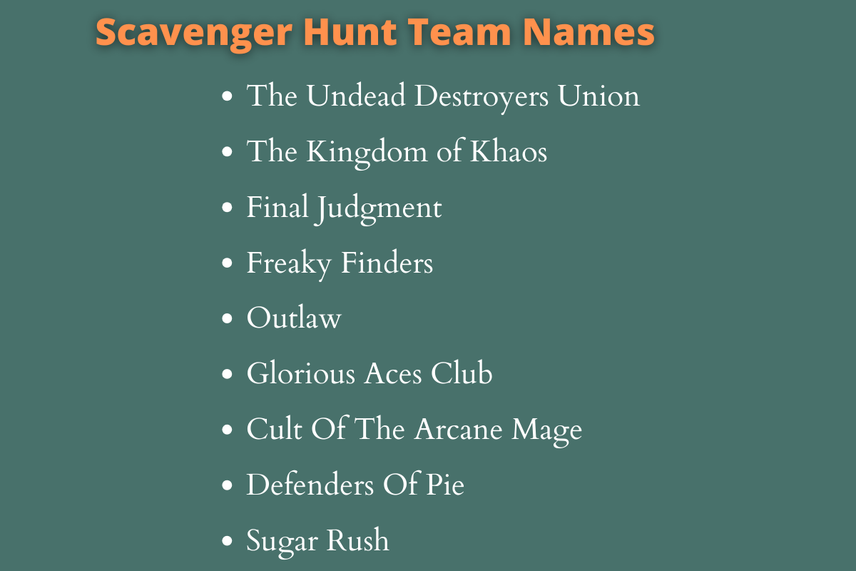 Scavenger Hunt Team Names