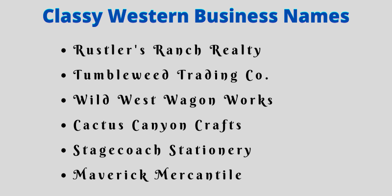 Western Business Names