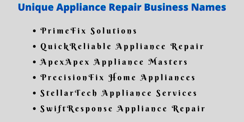 Appliance Repair Business Names