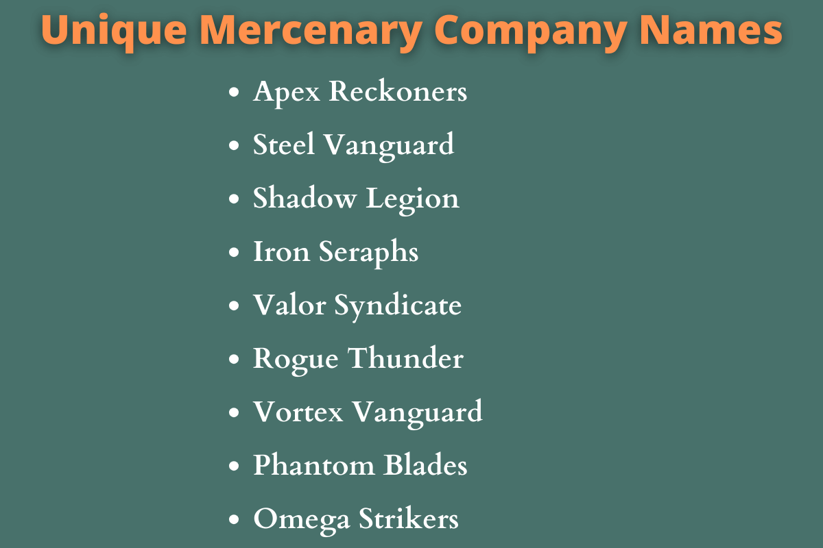 Mercenary Company Names