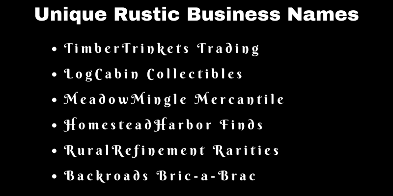Rustic Business Names