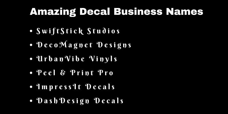 Decal Business Names