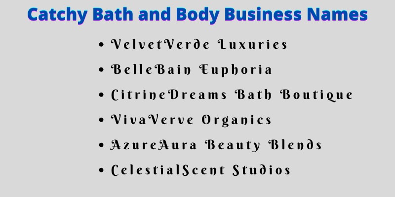 Bath and Body Business Names