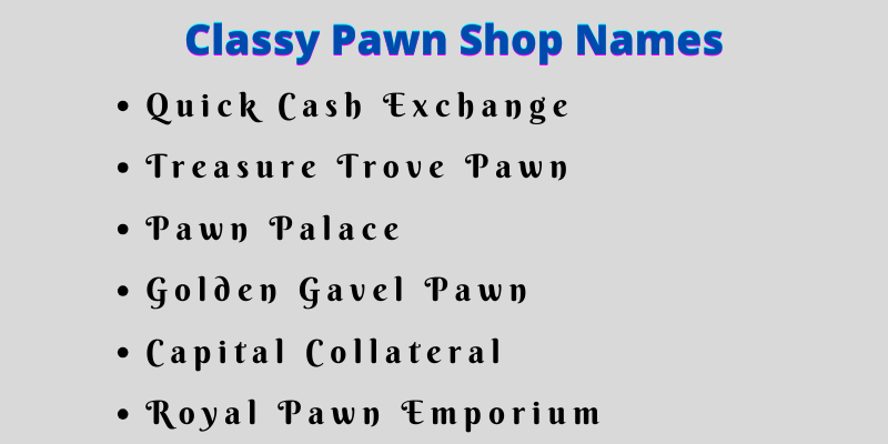 Pawn Shop Names