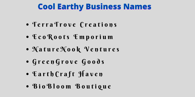 Earthy Business Names