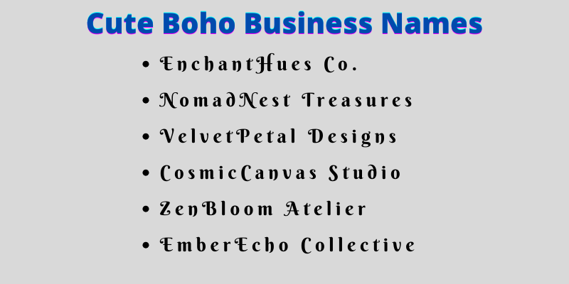 Boho Business Names